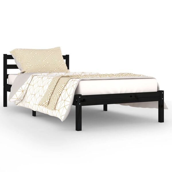 vidaXL Estructura de cama sin colchón madera de pino negro 90x200 cm