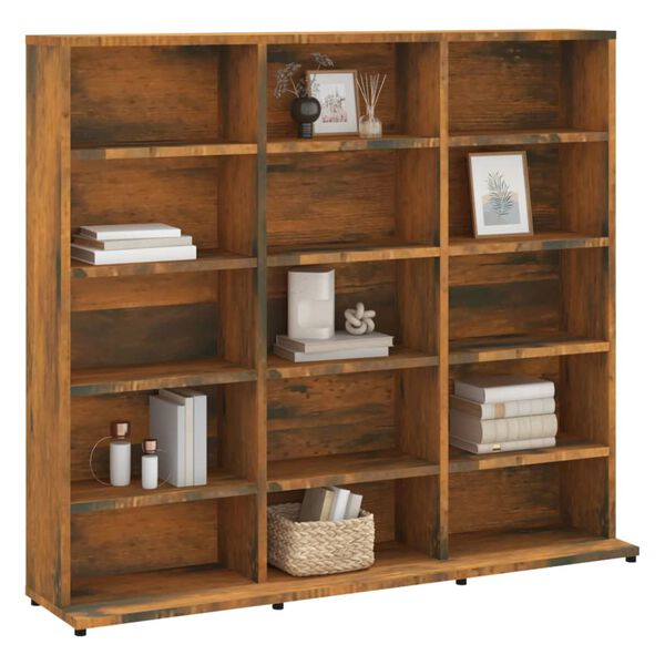 vidaXL Estantería de CDs contrachapada roble ahumado 100x23x89,5 cm