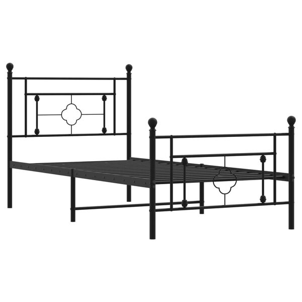 vidaXL Estructura cama sin colch&oacute;n con estribo metal negro 90x190 cm