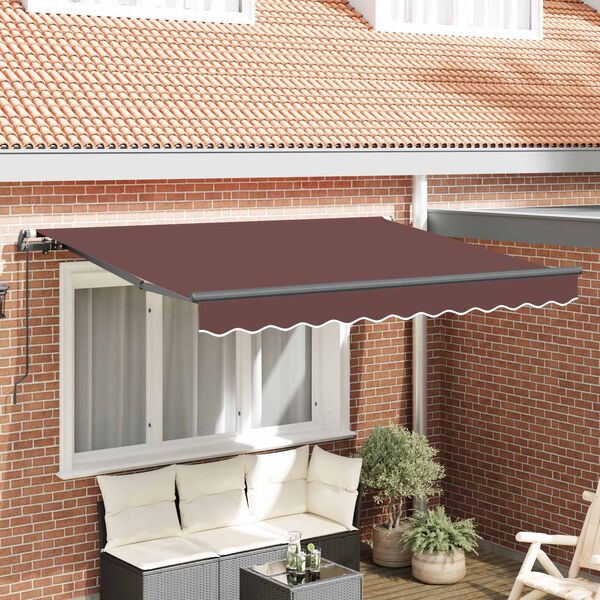 vidaXL Toldo Retr&aacute;ctil Manual Marr&oacute;n 350 x 200 cm tela