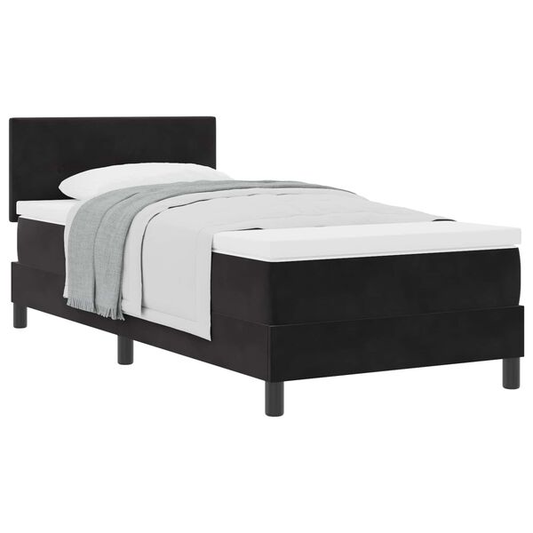 vidaXL Cama tipo Box Spring con colch&oacute;n Negro 80 x 200 cm Terciopelo