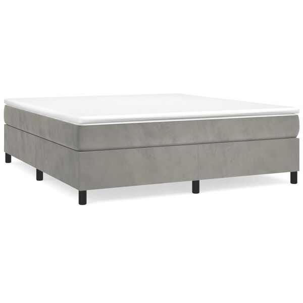 vidaXL Cama box spring con colch&oacute;n terciopelo gris claro 180x200 cm