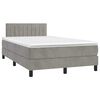 vidaXL Cama box spring colch&oacute;n y LED terciopelo gris claro 120x190 cm