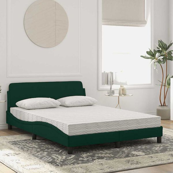 vidaXL Cama con colch&oacute;n Dover terciopelo verde oscuro 120x200 cm