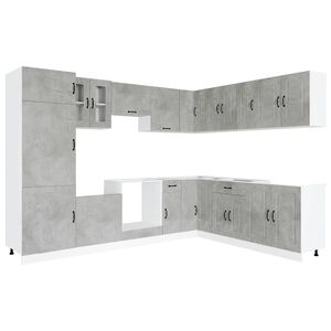 vidaXL Mueble cocina Kalmar gris hormig&oacute;n 14 pzas madera contrachapada