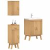 vidaXL Juego de muebles de ba&ntilde;o 3 pcs Marr&oacute;n Madera maciza de Pino