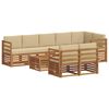 vidaXL Juegos de sof&aacute;s 9 pcs Natural y Beige Madera de Acacia S&oacute;lida