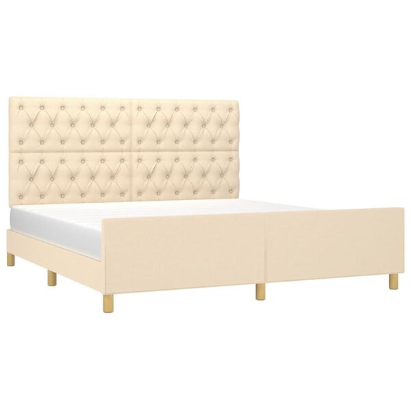 vidaXL Cama sin colch&oacute;n tela color crema 160x200 cm