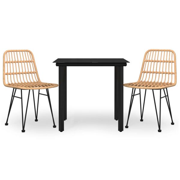 vidaXL Juego de comedor de jardín 3 piezas ratán sintético