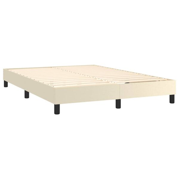 vidaXL Cama box spring con colch&oacute;n cuero sint&eacute;tico crema 140x200cm