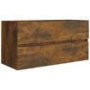 vidaXL Mueble lavabo madera contrachapada roble ahumado 90x38,5x45cm