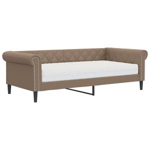 vidaXL Sof&aacute; cama con colch&oacute;n cuero sint&eacute;tico color capuchino 90x200 cm