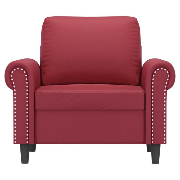 vidaXL Sillón cuero sintético rojo tinto 60 cm