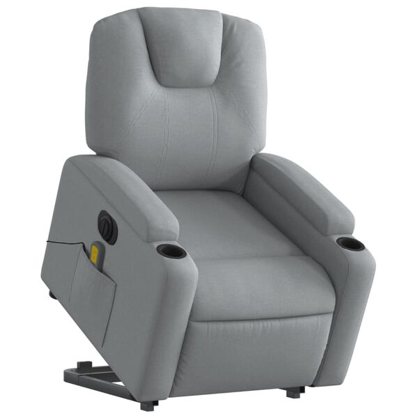 vidaXL Sill&oacute;n de masaje el&eacute;ctrico reclinable elevable tela gris claro