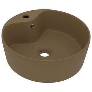 vidaXL Lavabo lujoso con rebosadero cerámica crema mate 36x13 cm