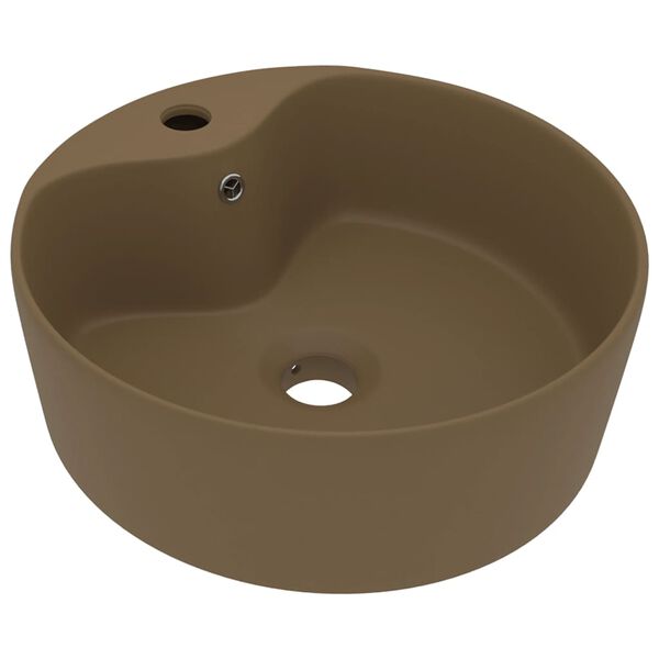 vidaXL Lavabo lujoso con rebosadero cerámica crema mate 36x13 cm