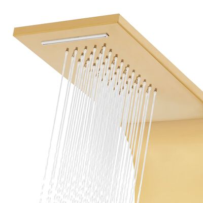vidaXL Sistema de panel de ducha acero inoxidable 201 dorado curvo