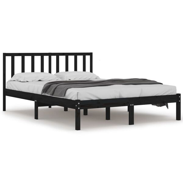 vidaXL Estructura de cama sin colch&oacute;n madera de pino negro 200x200 cm