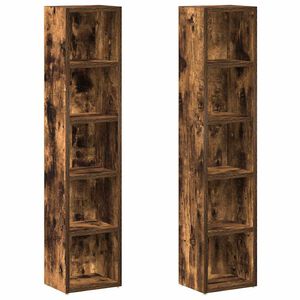 vidaXL Estanter&iacute;a para CD 2 uds madera roble ahumado 21x16x93,5 cm