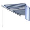vidaXL Toldo retr&aacute;ctil manual con persiana azul y blanco 3x2,5 m