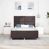 vidaXL Estructura de cama con cabecera Marr&oacute;n oscuro 140 x 190 cm tela