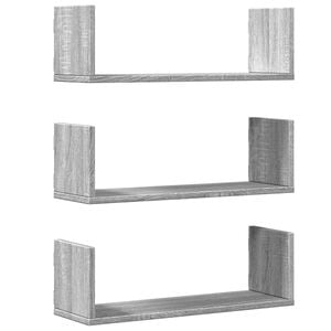 vidaXL Estante de pared 3 uds madera ingenier&iacute;a gris Sonoma 58x18x18cm