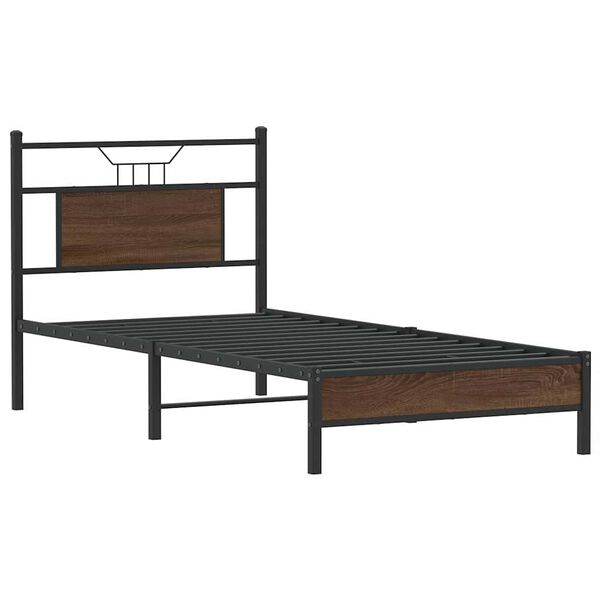 vidaXL Estructura de cama sin colch&oacute;n madera marr&oacute;n roble 75x190 cm