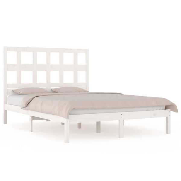 vidaXL Estructura de cama sin colch&oacute;n madera de pino blanca 140x200 cm