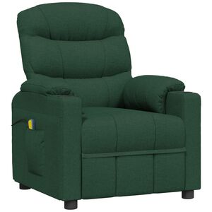 vidaXL Sill&oacute;n de masaje de tela verde oscuro