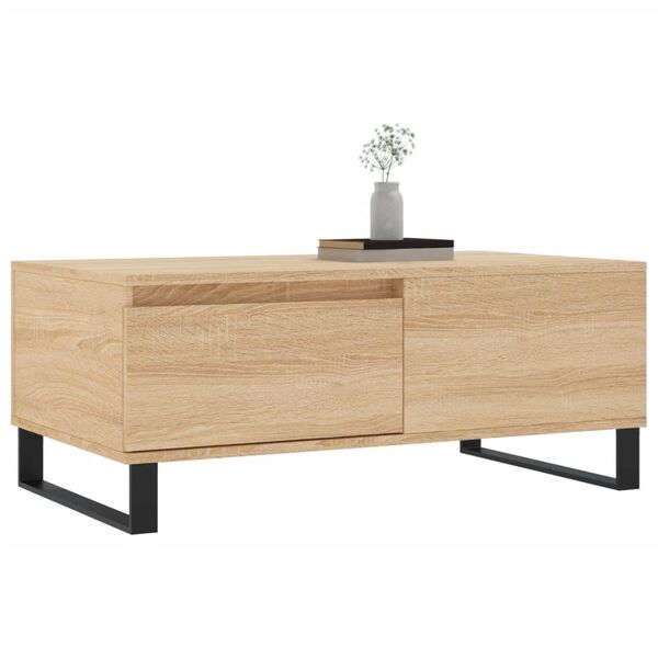 vidaXL Mesa de centro madera contrachapada roble Sonoma 90x50x36,5 cm