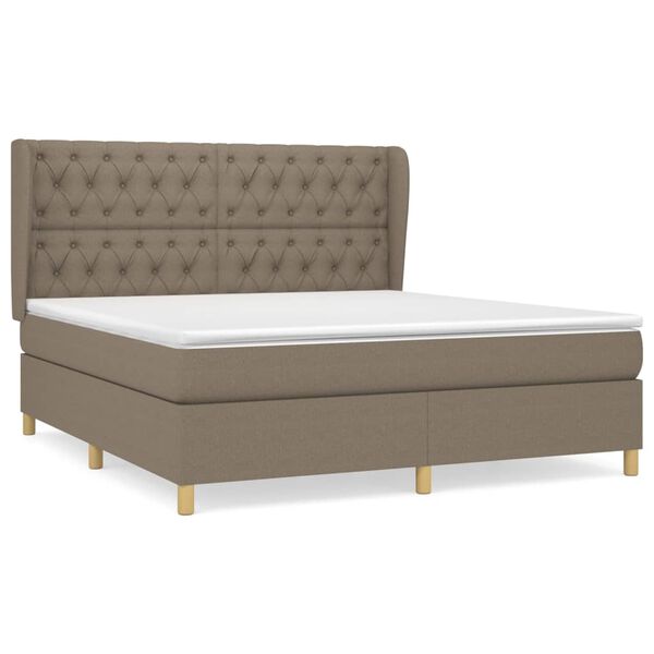 vidaXL Cama box spring con colch&oacute;n tela gris taupe 160x200 cm