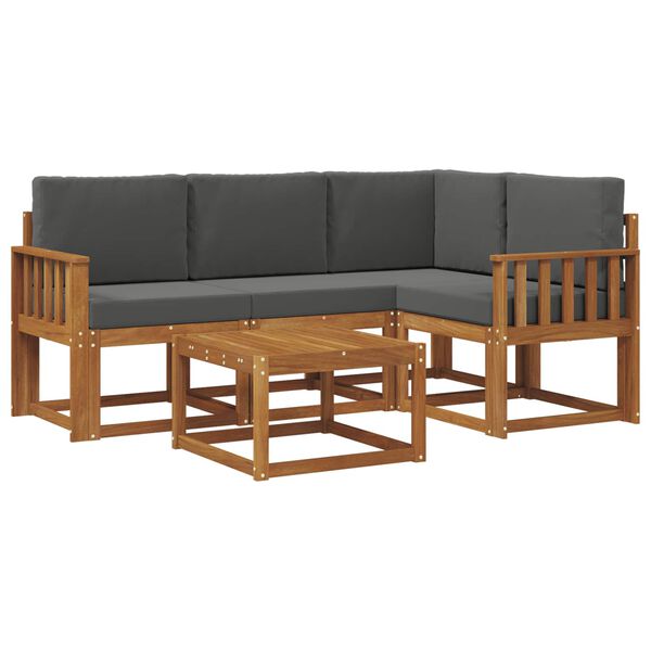 vidaXL Conjunto de sof&aacute;s de exterior 5 pcs Natural y Antracita