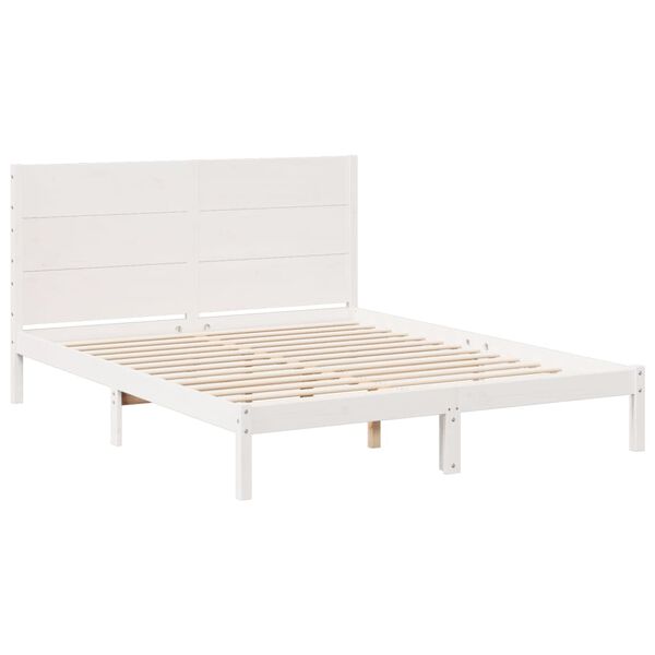 vidaXL Cama extralarga sin colchón madera maciza blanca 140x220 cm