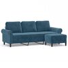 vidaXL Sof&aacute; de 3 plazas con taburete de terciopelo azul 180 cm