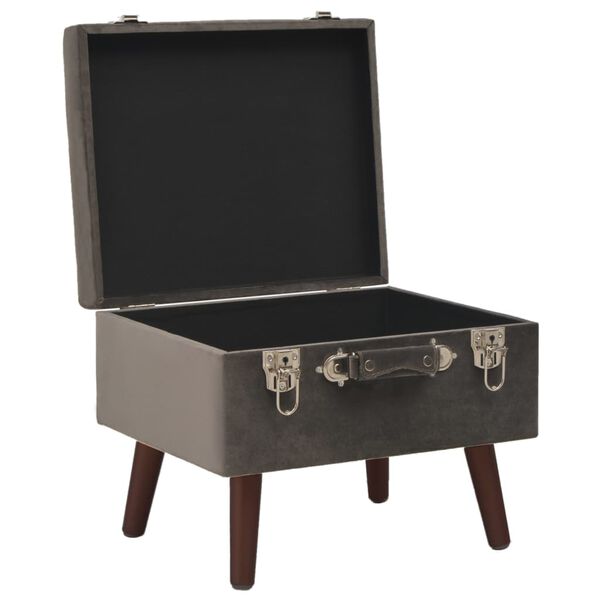 vidaXL Taburete de almacenamiento de terciopelo gris 40 cm