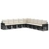 vidaXL Conjunto de sof&aacute;s de jard&iacute;n 9 uds. Negro y Blanco Crema