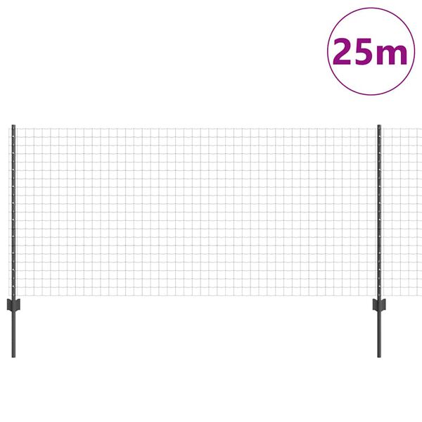 vidaXL Valla con Poste Gris 1 x 25 m Acero y PVC