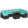 vidaXL Conjunto de sof&aacute;s de jard&iacute;n 9 uds. Negro rat&aacute;n sint&eacute;tico