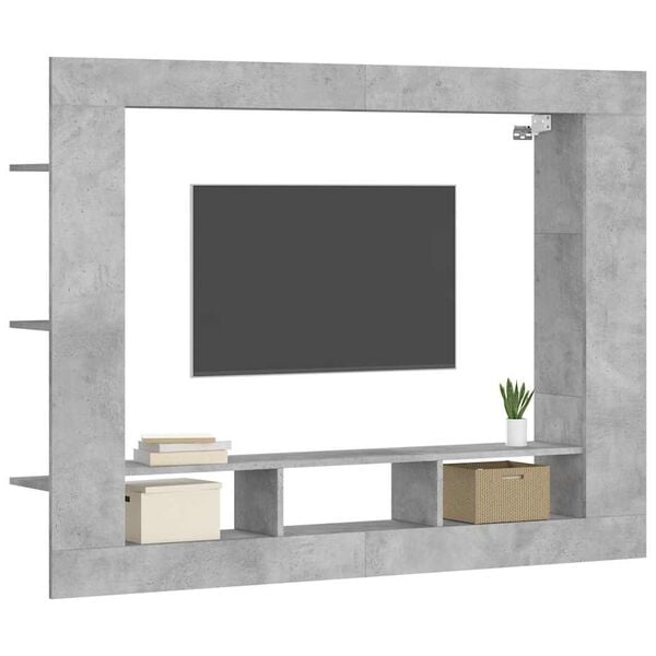 vidaXL Mueble para TV madera de ingenier&iacute;a gris hormig&oacute;n 152x22x113 cm