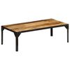 vidaXL Mesa de centro de madera maciza de mango rugosa y acero 110 cm