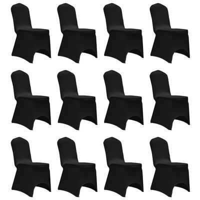vidaXL Funda de silla elástica 12 unidades negra
