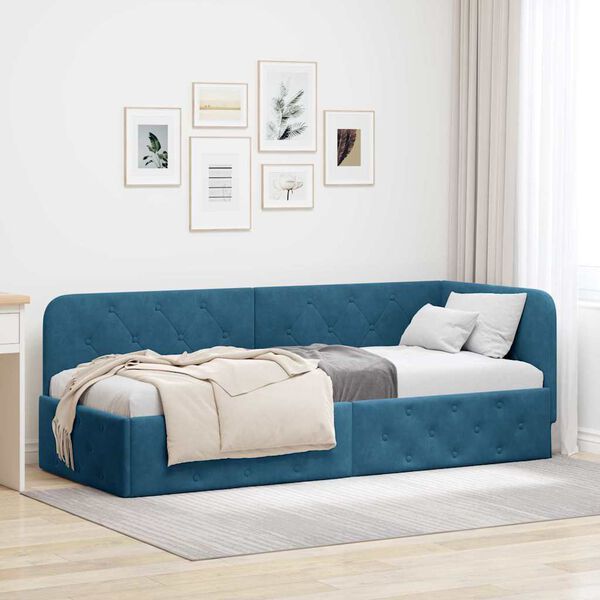vidaXL Estructura de cama en esquina Azul 80 x 200 cm Terciopelo