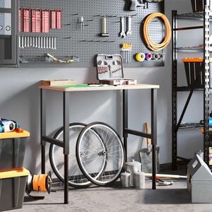 vidaXL Estructura de banco de trabajo 2 uds metal 55x(69-95,5)cm negro