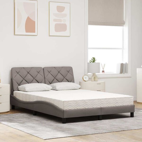 vidaXL Cama con colch&oacute;n tela gris taupe 120x200 cm