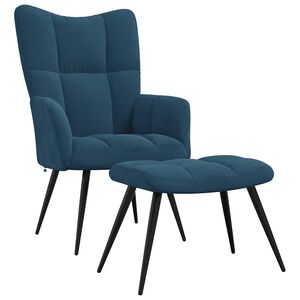 vidaXL Sill&oacute;n de relax con taburete terciopelo azul