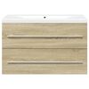 vidaXL Set de muebles de ba&ntilde;o 2 pzas madera contrachapada roble Sonoma