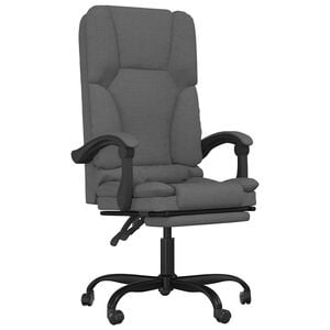 vidaXL Sill&oacute;n de oficina reclinable con masaje, tapizado en tela gris oscuro