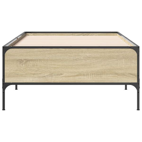 vidaXL Estructura cama madera ingenier&iacute;a metal roble Sonoma 75x190 cm