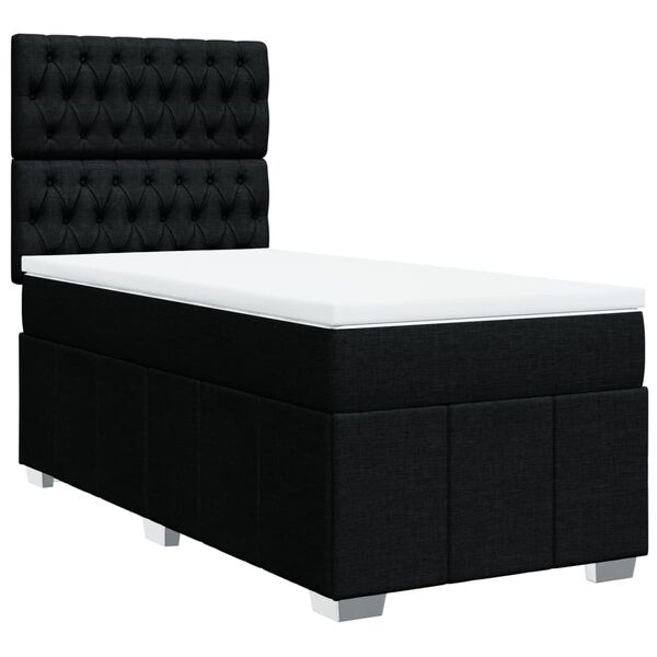 vidaXL Cama box spring con colch&oacute;n tela negro 80x200 cm