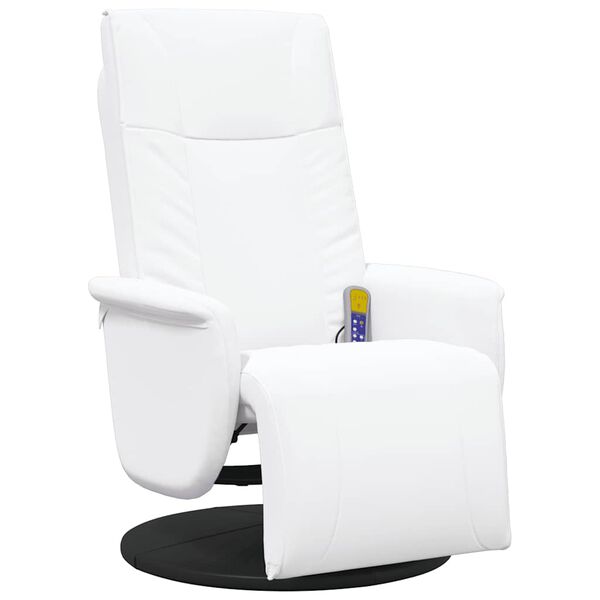 vidaXL Sill&oacute;n reclinable masaje con reposapi&eacute;s cuero sint&eacute;tico blanco